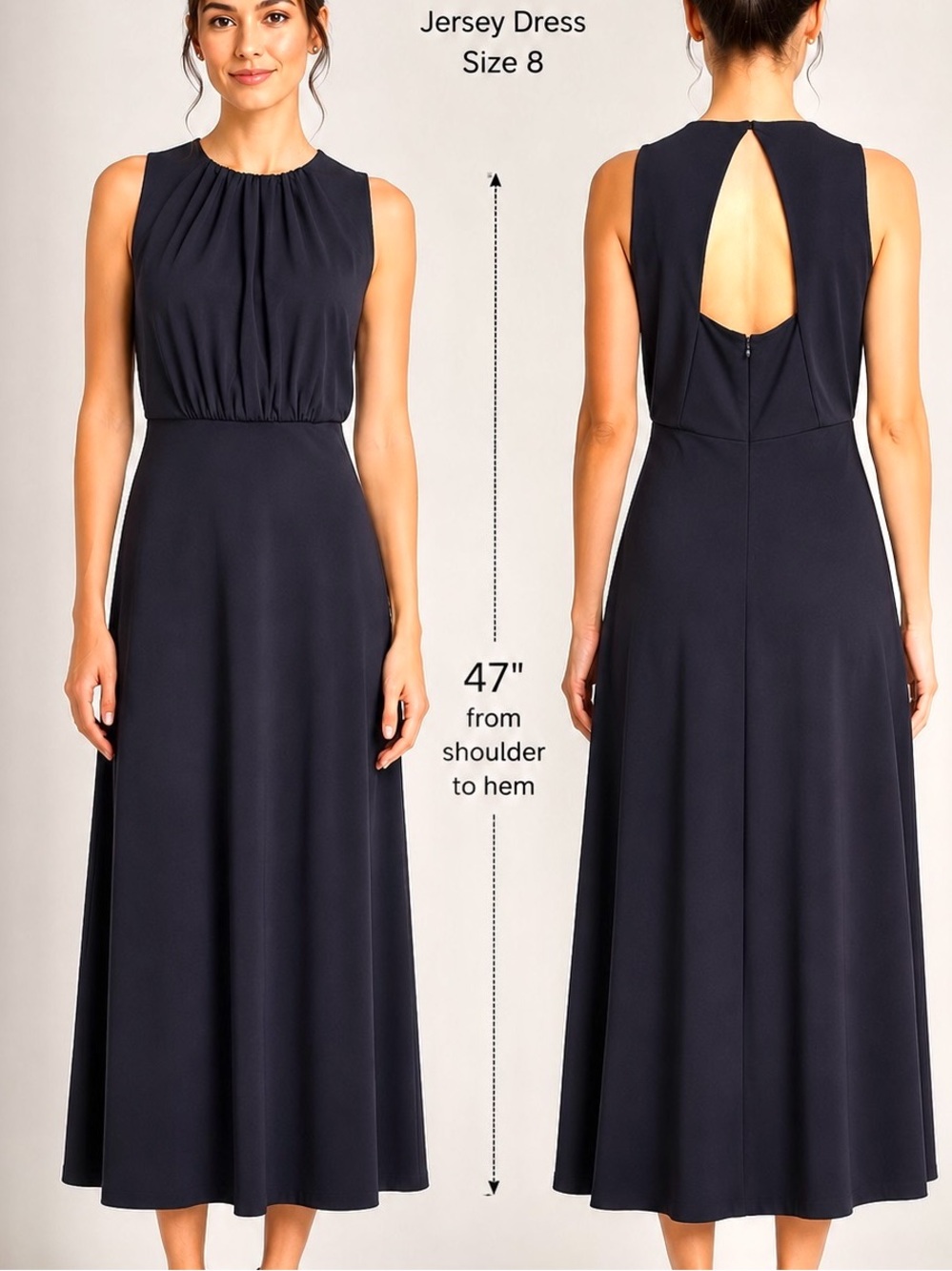 Calvin Klein Sleeveless Midi Dress Keyhole Back Size 8 - Picture 1 of 12
